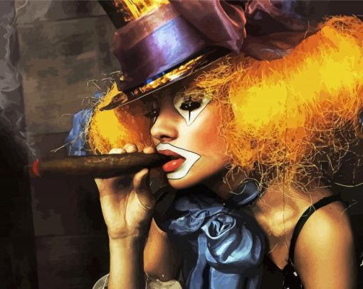 Female Clown Smoking paint by number