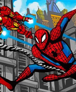 Iron Man And Spider Man Marvel Heroes paint by number