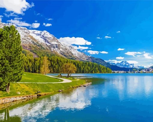 Lake Saint Moritz paint by number