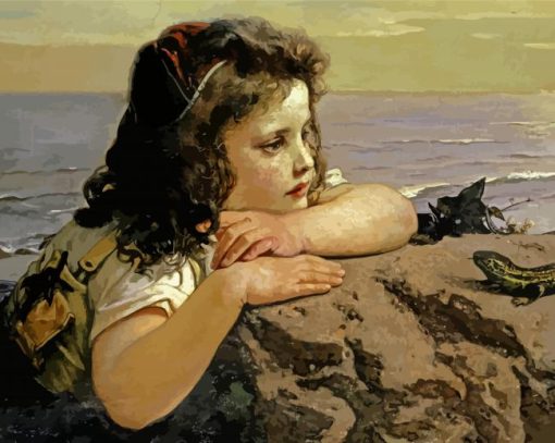 Little Girl And Lizard paint by number