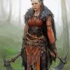 Norse Girl With Axes Art paint by number