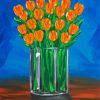 Orange Tulips In Glass Vase paint by number