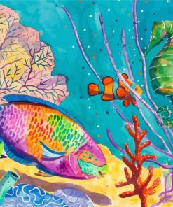 Parrot Fish And Clownfish paint by number