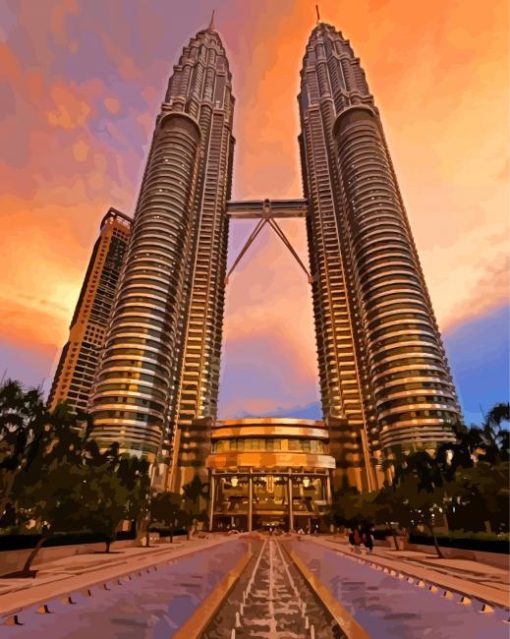 Petrona Twin Towers Kuala Lampur paint by number