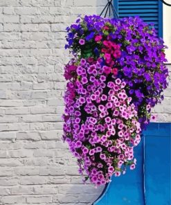 Petunias Beautiful Hanging Basket paint by number