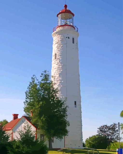 Point Clark Lighthouse paint by number