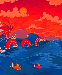 Pokemon Red Gyarados Art paint by number