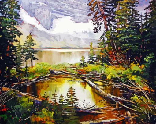 Rawson Lake Alberta Art paint by number