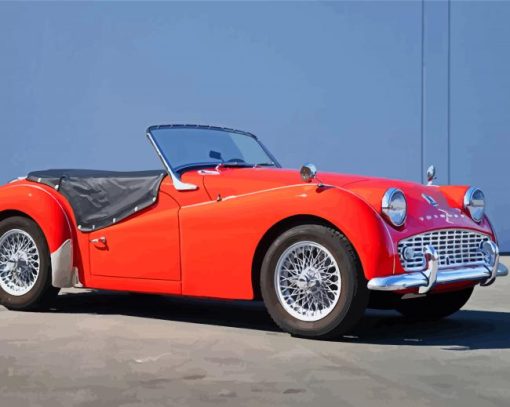 Red Triumph Tr3 Car paint by number