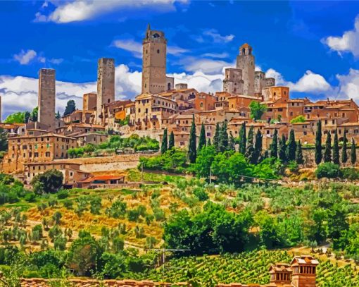 San Gimignano Italy paint by number