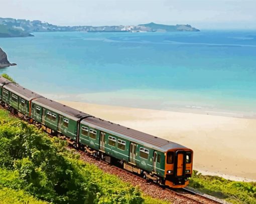 St Ives Bay Railway paint by number