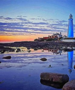 St Marys Lighthouse Reflection Whitley Bay paint by number