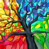 Stained Glass Tree Seasons Art paint by number