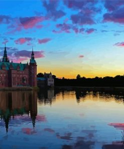 Sunset At Frederiksborg Castle paint by number