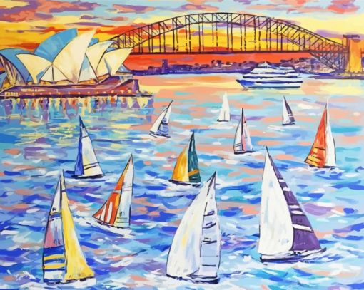 Sydney Harbour Boats Art paint by number