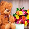 Teddy Bear With Flowers paint by number