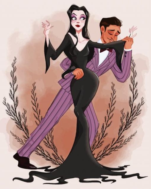 The Addams Morticia And Gomez paint by number