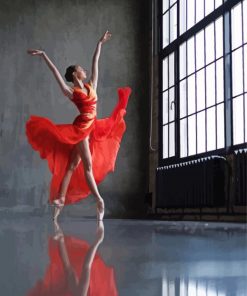 The Ballerina In Red paint by number