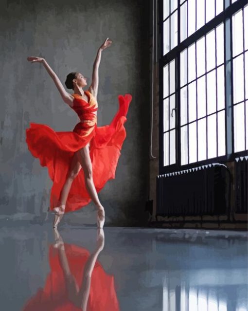 The Ballerina In Red paint by number