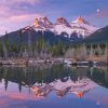 Three Sisters Mountains Lake Reflection paint by number