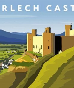 Wales Harlech Castle Poster paint by number