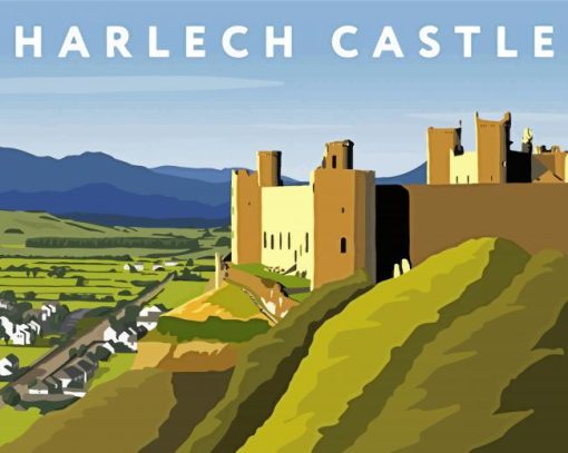 Wales Harlech Castle Poster paint by number