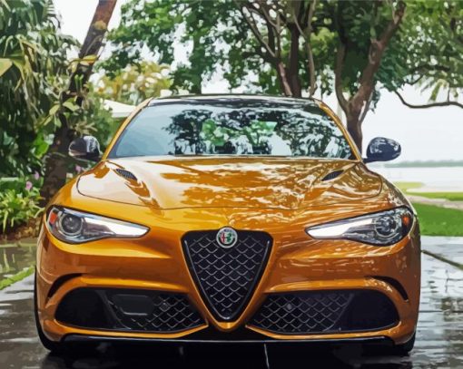 Yellow Alfa Romeo Giulia paint by number