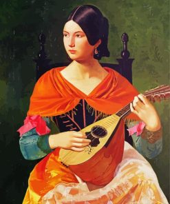 Young Woman Playing Mandolin paint by number