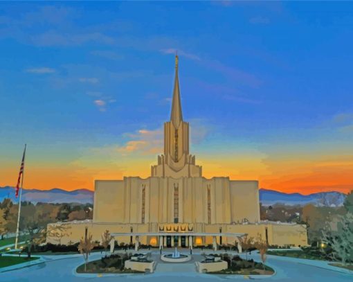 Aesthetic Jordan River Utah Temple paint by number