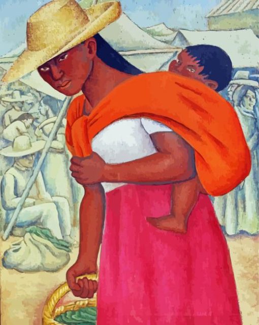 Aesthetic Mexican Mother And Child paint by number