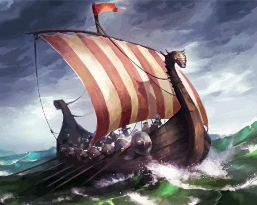 Aesthetic Viking Vessel paint by number