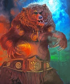 Angry Bear At Night Art paint by number