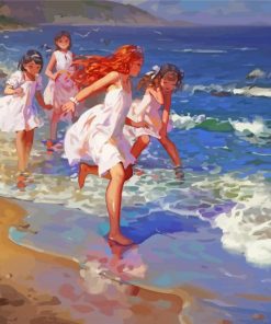 Anime Children On Beach paint by number