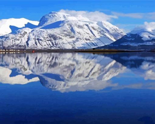 Ben Nevis Scottish Mountain Water Reflection paint by number