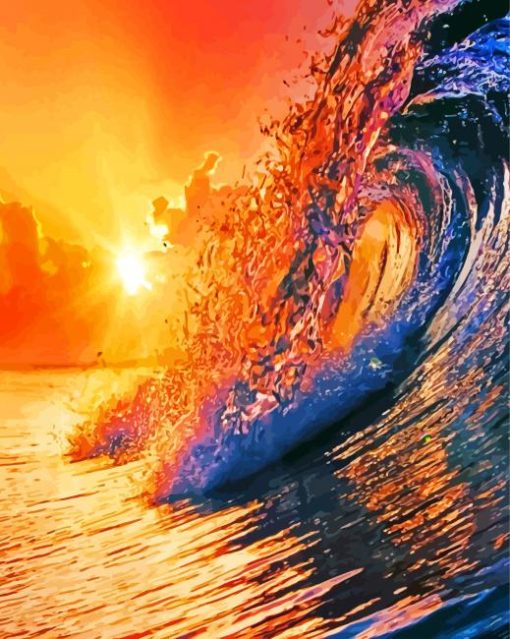 Big Wave At Sunset paint by number