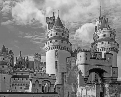 Black And White Pierrefonds Castle paint by number