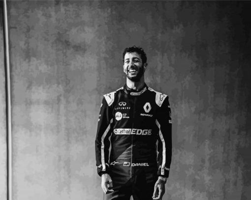 Black And White Daniel Ricciardo paint by number