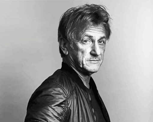 Black And White Sean Penn Actor paint by number