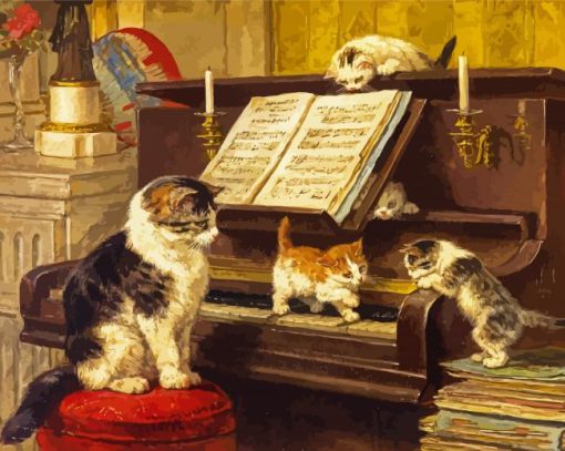 Cats And Piano paint by number