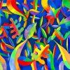 Colored Abstract Leaves paint by number