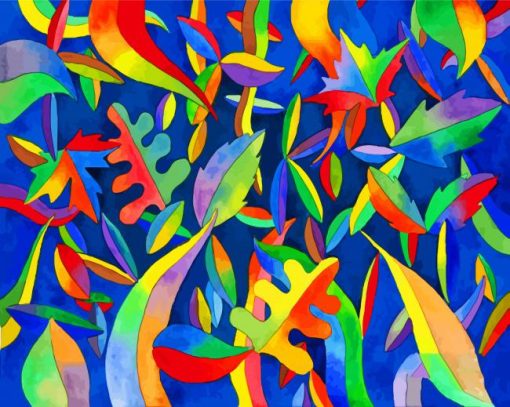 Colored Abstract Leaves paint by number