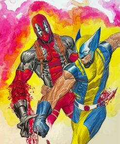 Cool Wolverine Vs Deadpool paint by number