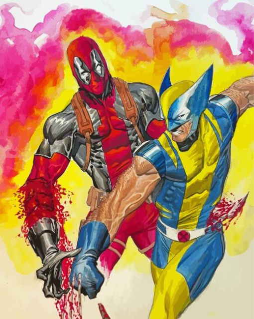 Cool Wolverine Vs Deadpool paint by number