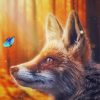 Fox And Blue Butterfly paint by number