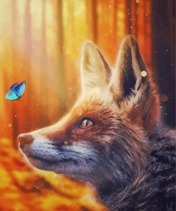 Fox And Blue Butterfly paint by number