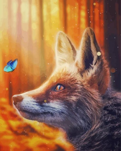 Fox And Blue Butterfly paint by number