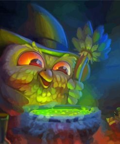 Green Witch Owl paint by number