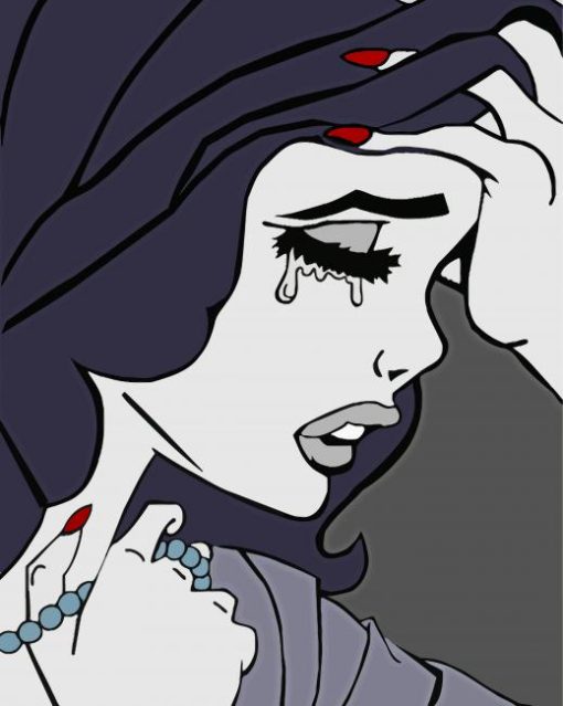 Monochrome Sad Lady Art paint by number