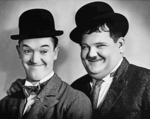 Monochrome Stan And Ollie paint by number