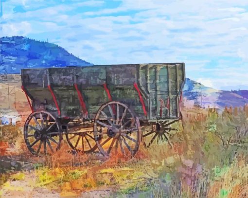 Old Western Wagon Art paint by number